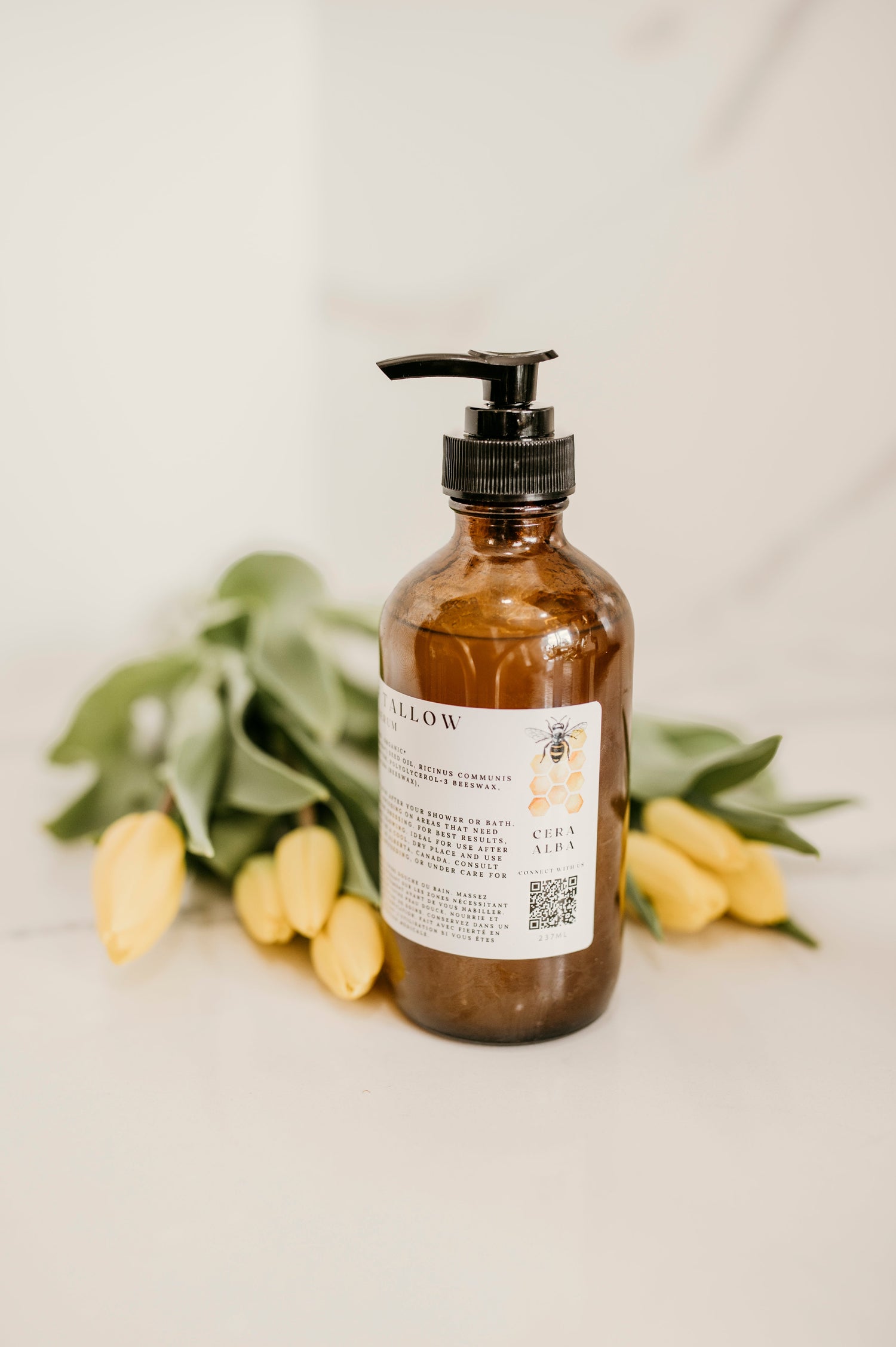 Body serum with vitamin E to deep condition and moisturize.  